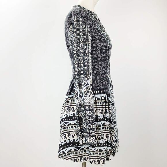 Free People 2 Womens Black Combo Tegan Border Print Boho Dress - Picture 5 of 7